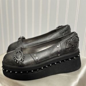 Metropolis Platform Flats Spiked Goth Shoes Alt Steampunk Cyber Punk Women Sz 10